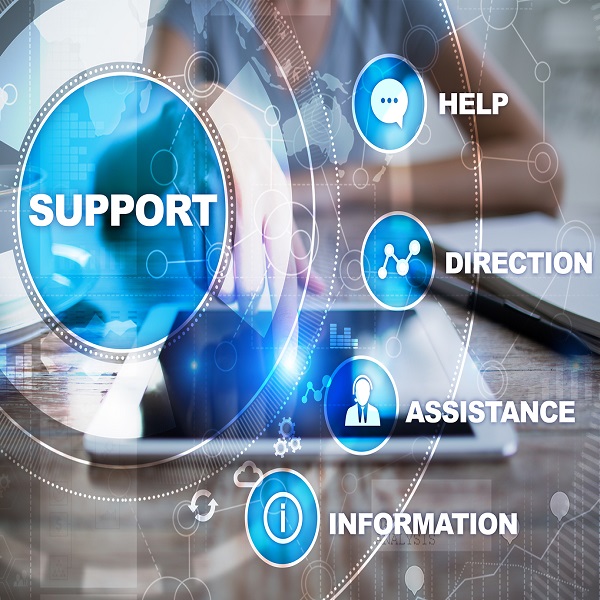 Technical support. Customer help. Business and technology concept